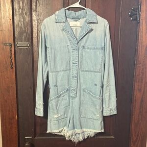 Pistola Distressed Light Blue Denim Romper